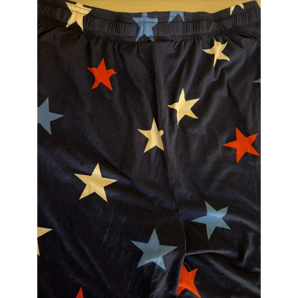 Bioworld Men's Americana Stars Pajama Sleep Pants Size L Navy Blue Red White
